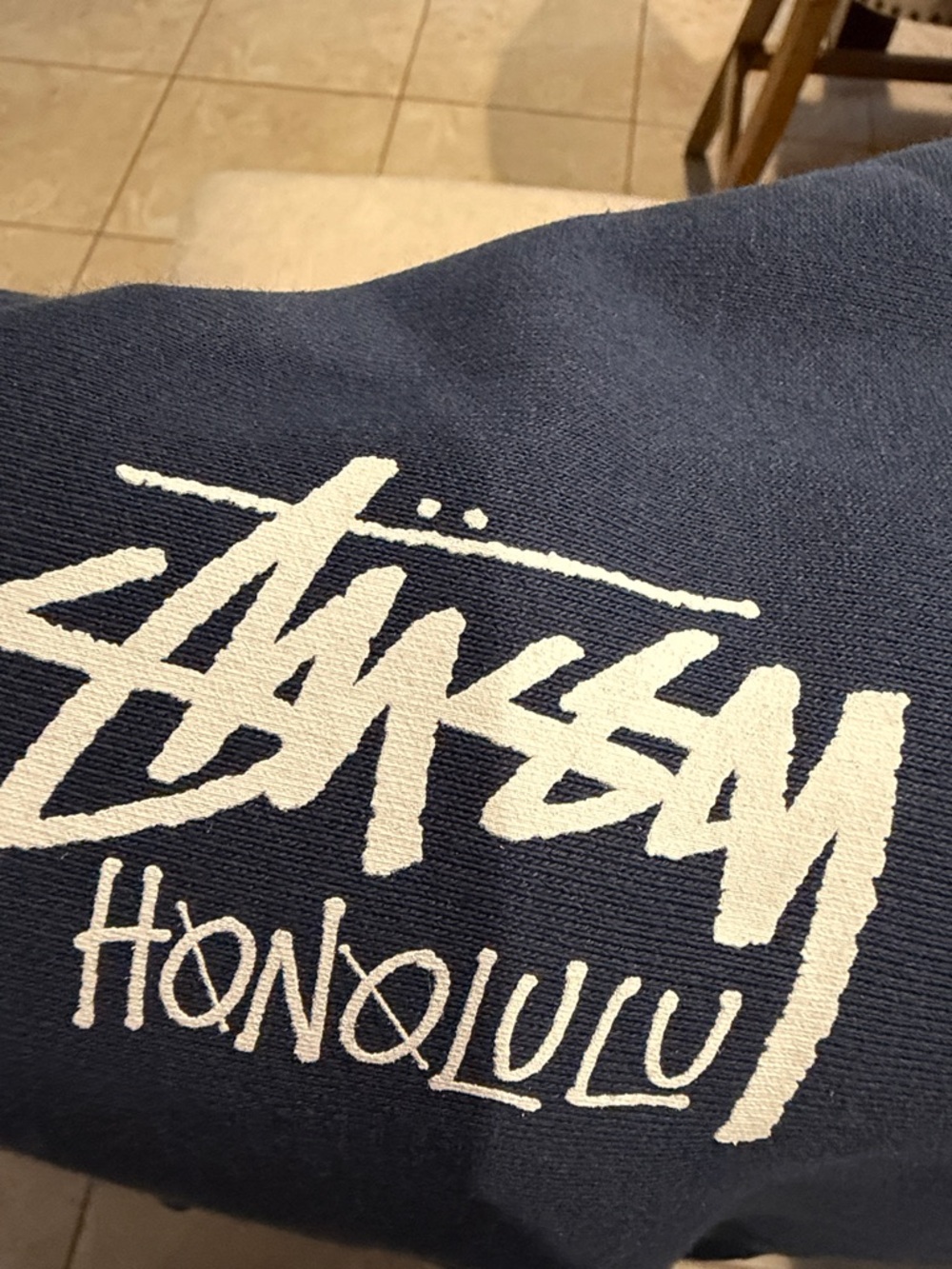 NWT Stussy Honolulu Navy with White Script Large Zip Hoodie - Picture 3 of 6